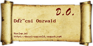 Décsi Oszvald névjegykártya